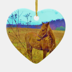 Retro Colored Horse Keramik Ornament