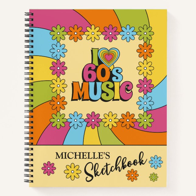 Retro Colorful 60s Music Inspired Design Notizbuch (Vorderseite)