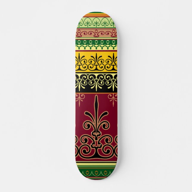 Retro Colorful Burgundy Green Abstrakt Trendy Cool Skateboard (Vorne)