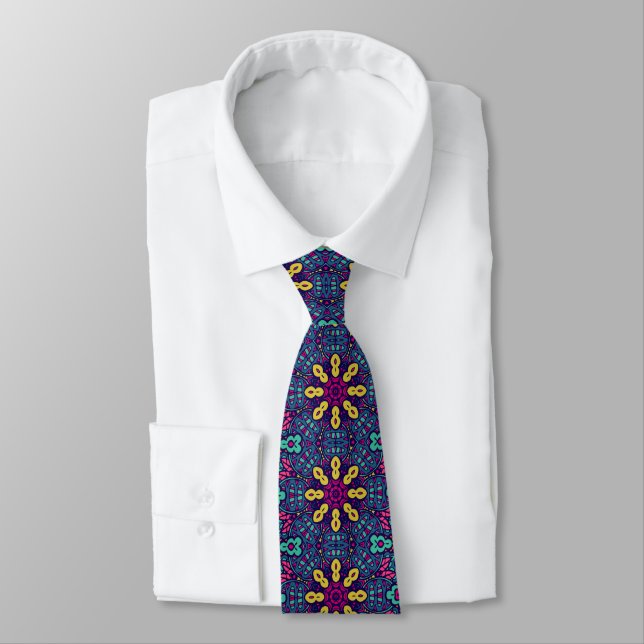 Retro Colorful Custom Tie – Elegant Fashion Krawatte (Gebunden)