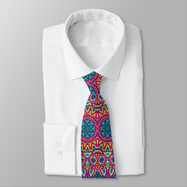 Retro Colorful Custom Tie – Elegant Fashion Krawatte (Gebunden)
