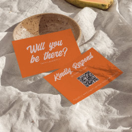 Retro Colorful Fun Funky Bold QR Code Wedding   RSVP Karte