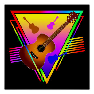 Retro Colorful Guitar Poster