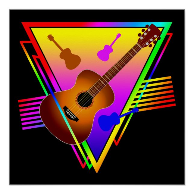 Retro Colorful Guitar Poster (Vorderseite)