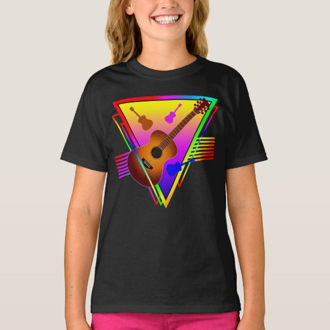 Retro Colorful Guitar T-Shirt (Vorderseite)