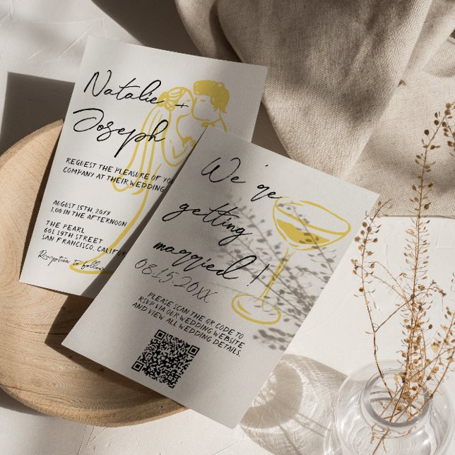Retro Colorful Hand Written Summer QR Code Wedding Einladung (Von Creator hochgeladen)