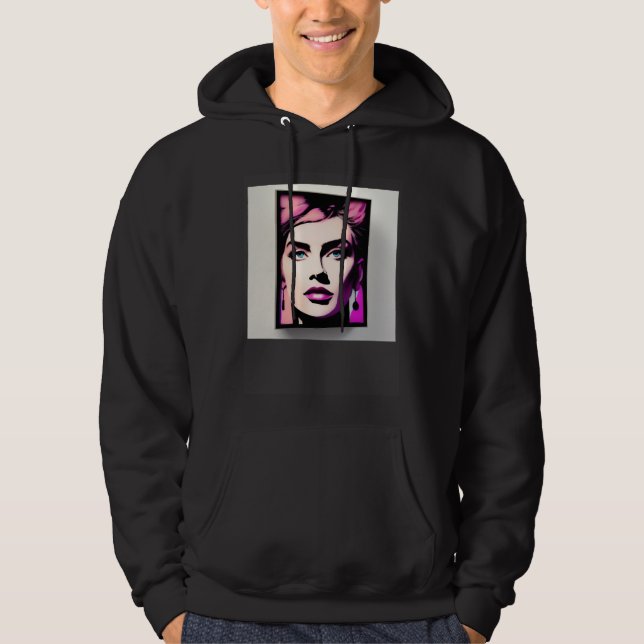 Retro Colorful Painting Portrait Woman Watercolor  Hoodie (Vorderseite)