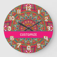 Retro Colorful Pink Mandela 70s Boho