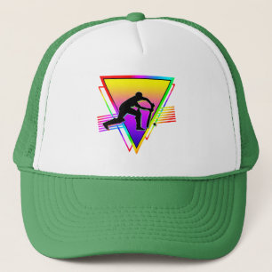 Retro Colorful Rainbow Cricket Player Vintag Truckerkappe