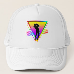 Retro Colorful Rainbow Golf Player Vintag Truckerkappe