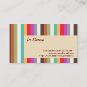 Retro Colorful Stripes Business Card Visitenkarte