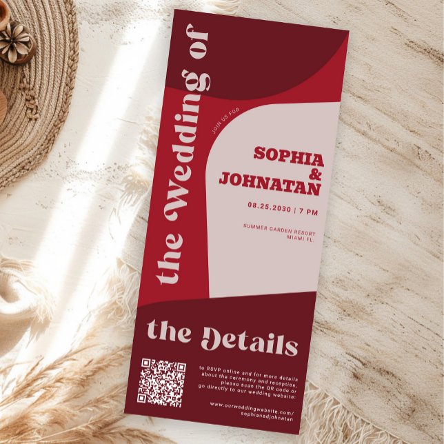 Retro colorful whimsical QR rsvp details wedding Einladung (Von Creator hochgeladen)