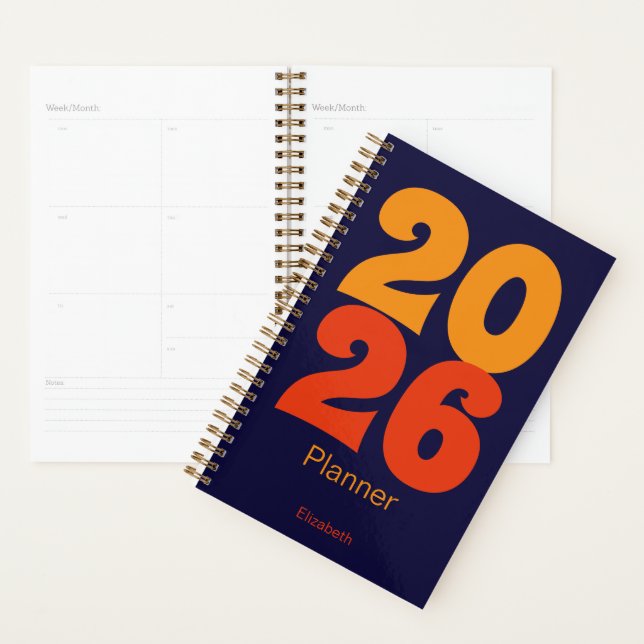 Retro Colors Blue and Orange Name 2025 Planer (Anzeige)