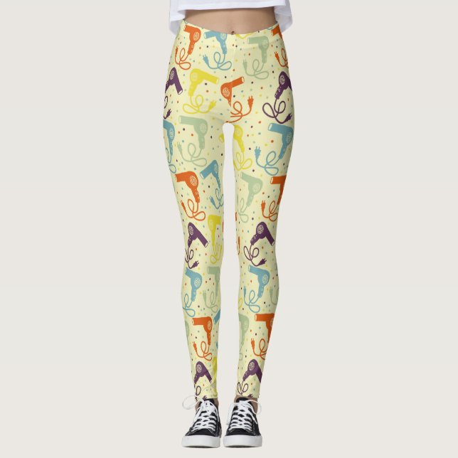 Retro Colors Haartrockner Entlüfter Gemustert Leggings (Vorderseite)