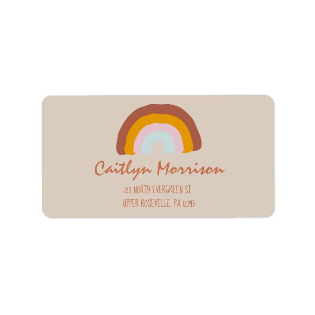 Retro Colors Rainbow Doodle-Rücksendeadresse Adressaufkleber (Vorne)