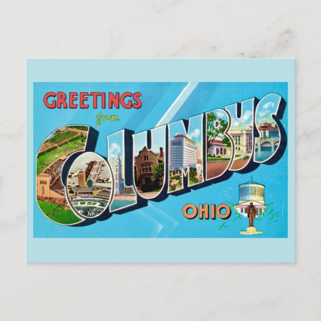 Retro Columbus Ohio Gruß  Postkarte (Vorderseite)