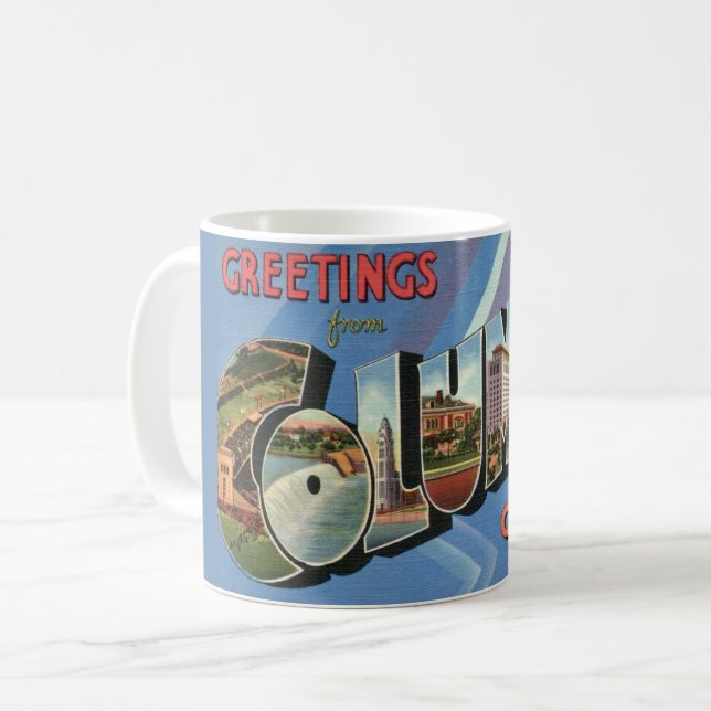 Retro Columbus Ohio Gruß Tasse (Vorderseite Links)