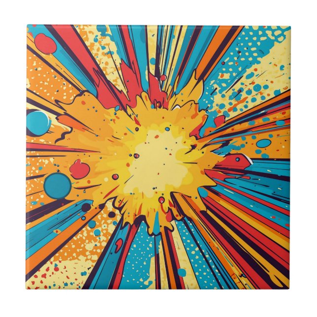 Retro-Comic-Book-Gelb-Explosion-Pop-Art Fliese (Vorderseite)