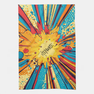 Retro-Comic-Book-Gelb-Explosion-Pop-Art Geschirrtuch