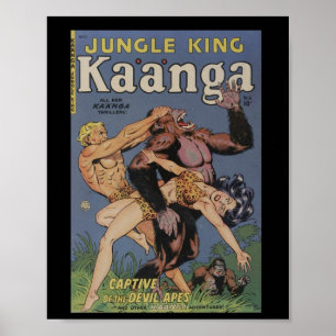 Retro Comic Buchabdeckung Jungle Ape Button Up Poster