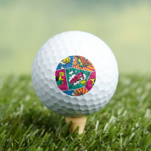 Retro Comic Explosion - Farbenfrohe Pop Art Design Golfball