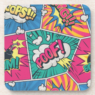 Retro-Comic-Explosion - Lebendige Pop-Art Getränkeuntersetzer