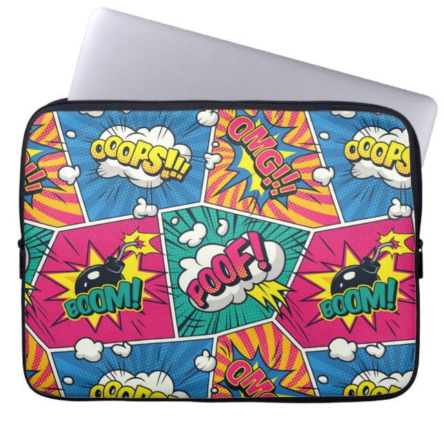 Retro Comic Explosionen - farbenfrohe Pop Art Desi Laptopschutzhülle (Vorderseite)