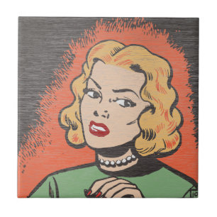 Retro-Comic-Frau - Pop-Art Fliese