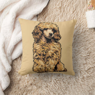 Retro-Comic-Halfton-Pudel-Hund-Grafik-Kunst Kissen