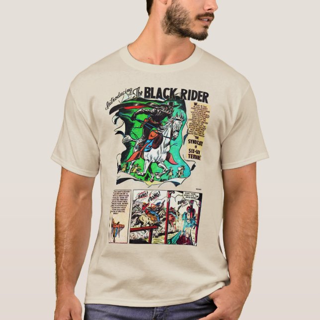 Retro-Comic mit schwarzem Rider Strip-T - Shirt (Vorderseite)