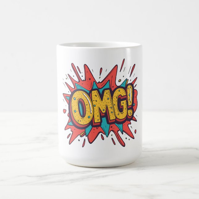 Retro-Comic-„OMG!“-Pop-Art-Kaffeetasse Kaffeetasse (Mittel)