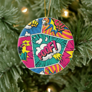 Retro-Comic-Panel-Soundeffekte Keramik-Weihnachts- Keramik Ornament