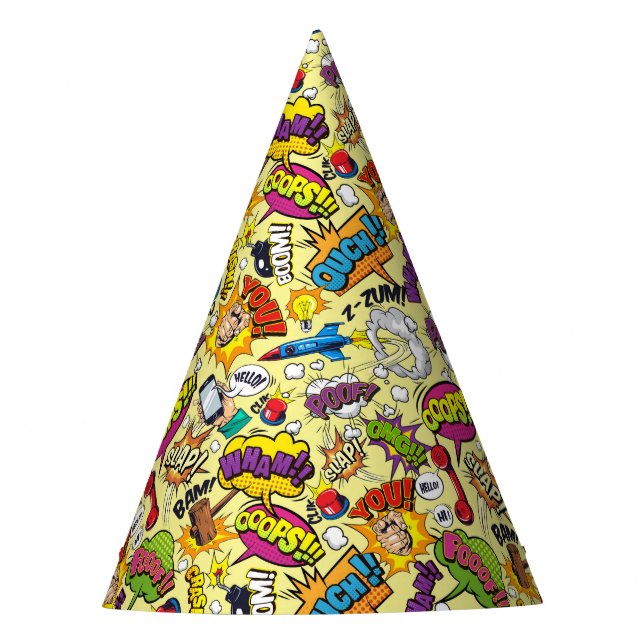 Retro Comic Pop Art Party Hat Partyhütchen (Vorderseite)