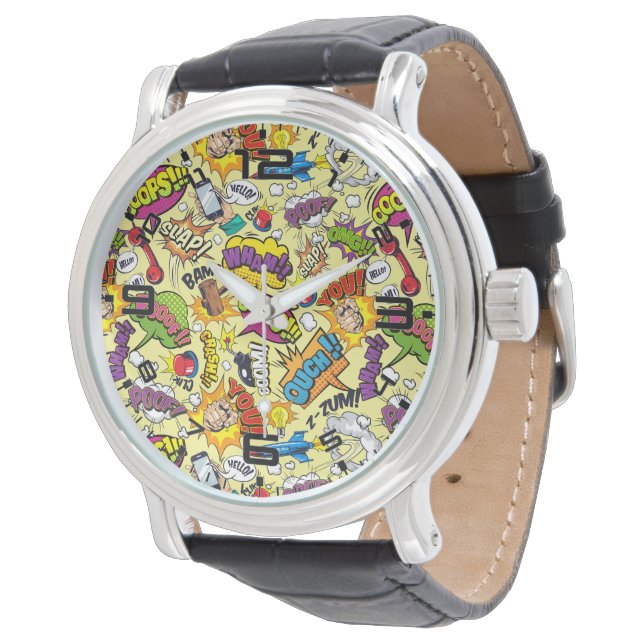 Retro Comic Pop Art Watch - Bold Time Armbanduhr (Schrägansicht)