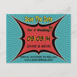Retro Comic-Pop-Kunst, die Save the Date Postkarte