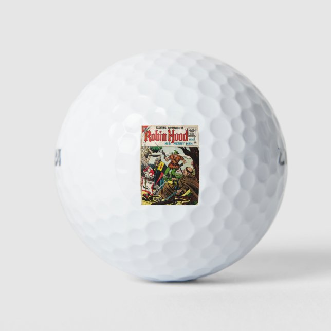 Retro Comic Robin Hood Golfball (Vorderseite)