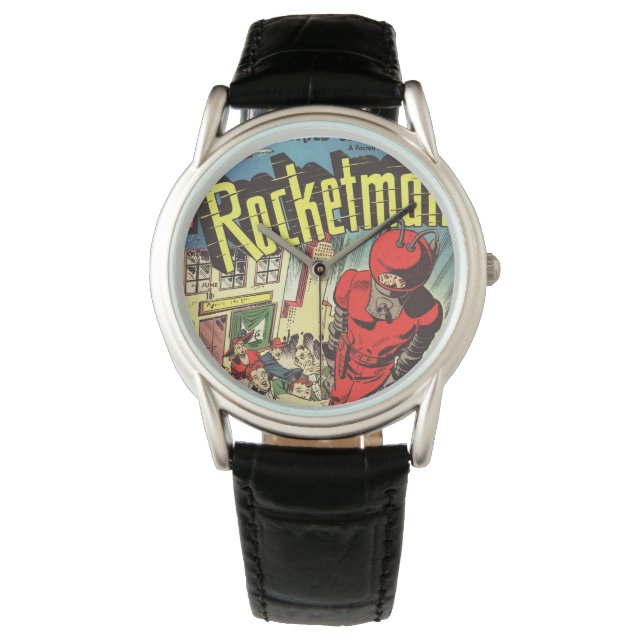 Retro Comic - Rocketman Armbanduhr (Vorderseite)