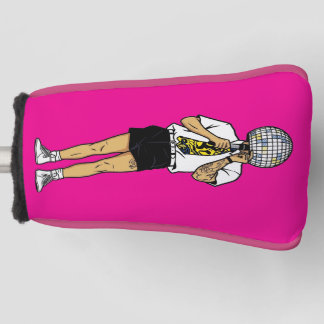 Retro-Comic-Sänger Facetten-Disco-Ball-Kopf Golf Headcover