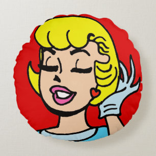 Retro Comic-Streifen-Schönheits-rundes Kissen