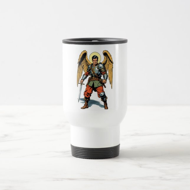 Retro Comic Style St Michael Travel Mug Reisebecher (Mittel)