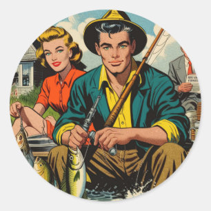Retro-Comicen Runder Aufkleber