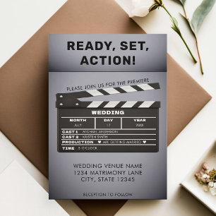 Retro Comon Movie Film Clap Board Hochzeit Einladung