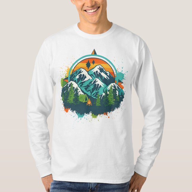 Retro Compass Adventure T-Shirt für Naturliebhaber (Vorderseite)