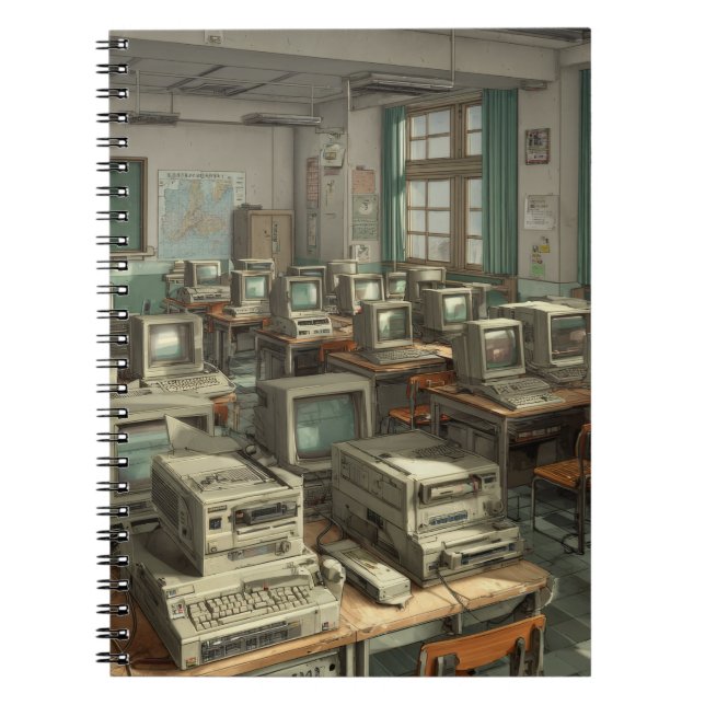 Retro-Computer-Labor Nostalgie-Notizbuch Notizblock (Vorderseite)