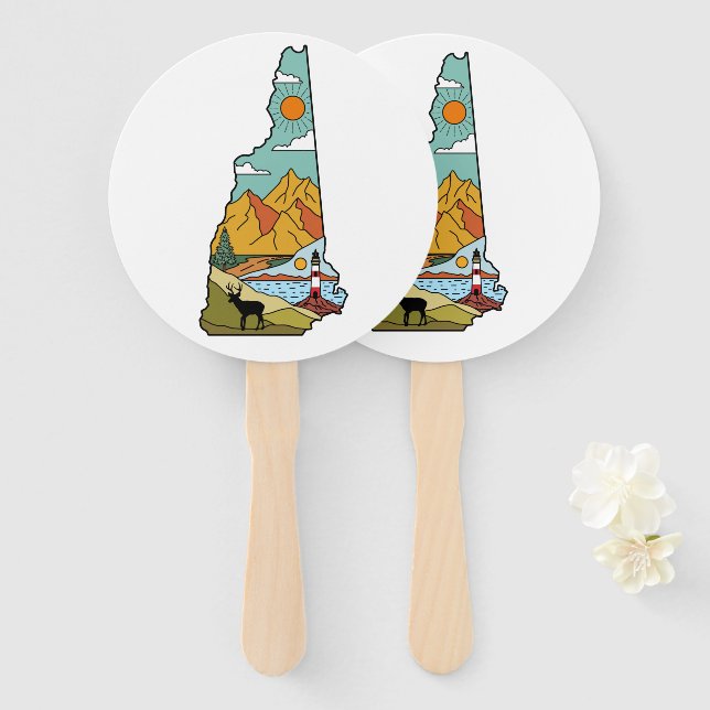 Retro Concord New Hampshire White Mountain Fächer (Vorne und Hinten)