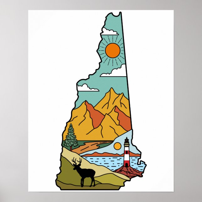 Retro Concord New Hampshire White Mountain Poster (Vorne)