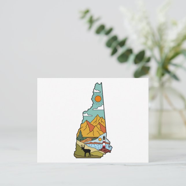 Retro Concord New Hampshire White Mountain Postkarte (Stehend Vorderseite)