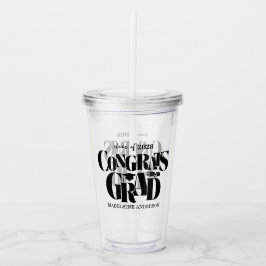 Retro Congrats Grad Graduation Black Acryltrinkbecher