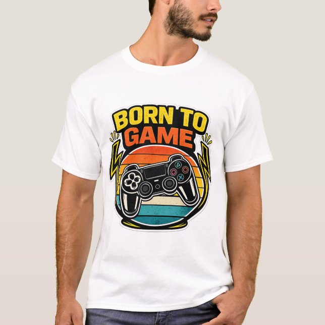 Retro-Controller Born to Game T-Shirt (Vorderseite)