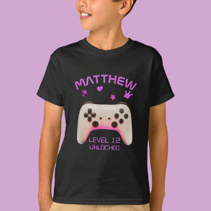 Retro Controller Level Up Boy Gamer Geburtstagspar T-Shirt